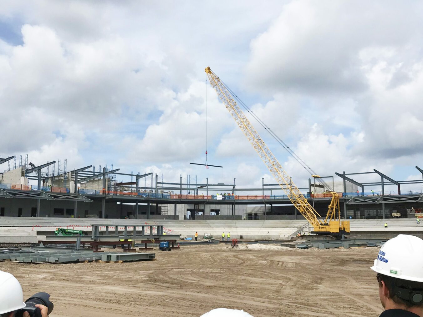 Steel construction topping out on the main stadium facility of CoolToday Park