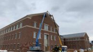 Exterior of Fulton County school building nearing completion