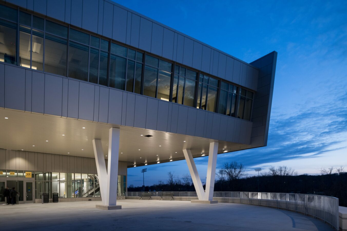 Exterior corner of the event center and sports arena