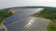 Aerial view of solar panel farm