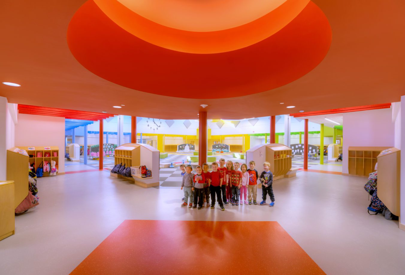 Barton Malow_Troy Early Childhood Center_Common Space_Red