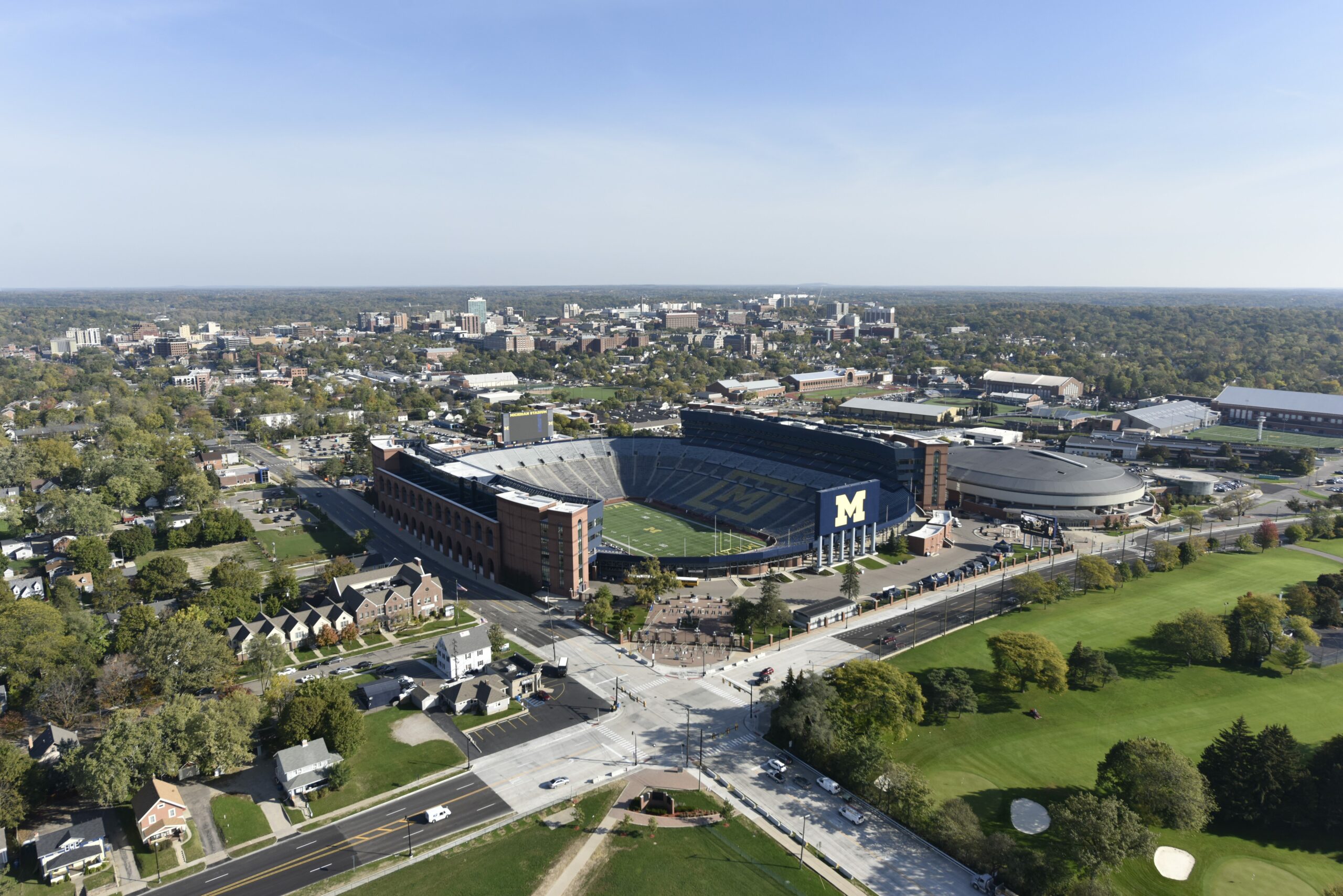 Aerial of full Michigan football stadium