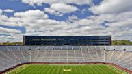 View from above endzone of stadium field