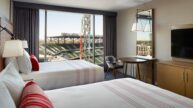 new commercial construction project Omni Hotel room with double queen bed with a view of SunTrust Park