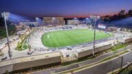 American Legion Memorial Stadium Aerial Night View