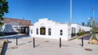 American Legion Memorial Stadium Ticket Booth and Gate and Greenway Walkway