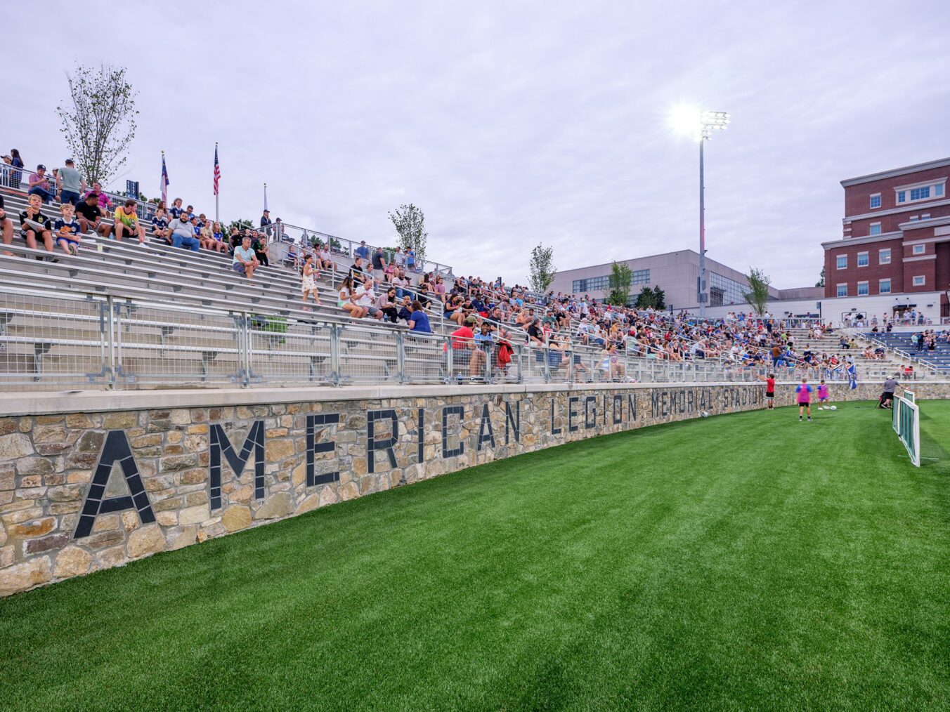 American Legion Memorial Stadium Restored Stone Wall on Opening Night