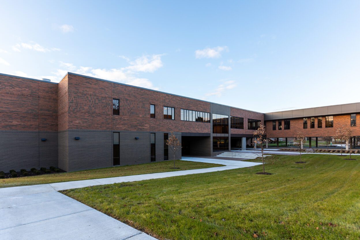 Brick and glass college campus building