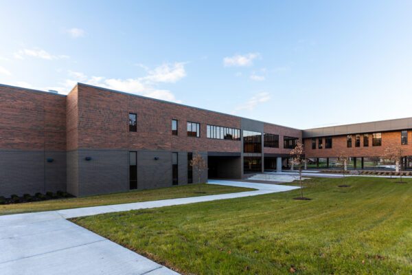 Brick and glass college campus building