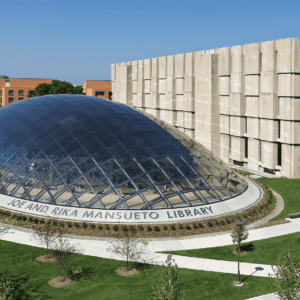 Aerial view of Mansueto Library glass dome - University of Chicago Mansueto Library construction project