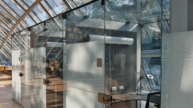 University of Chicago Mansueto Library construction project - private glass study spaces