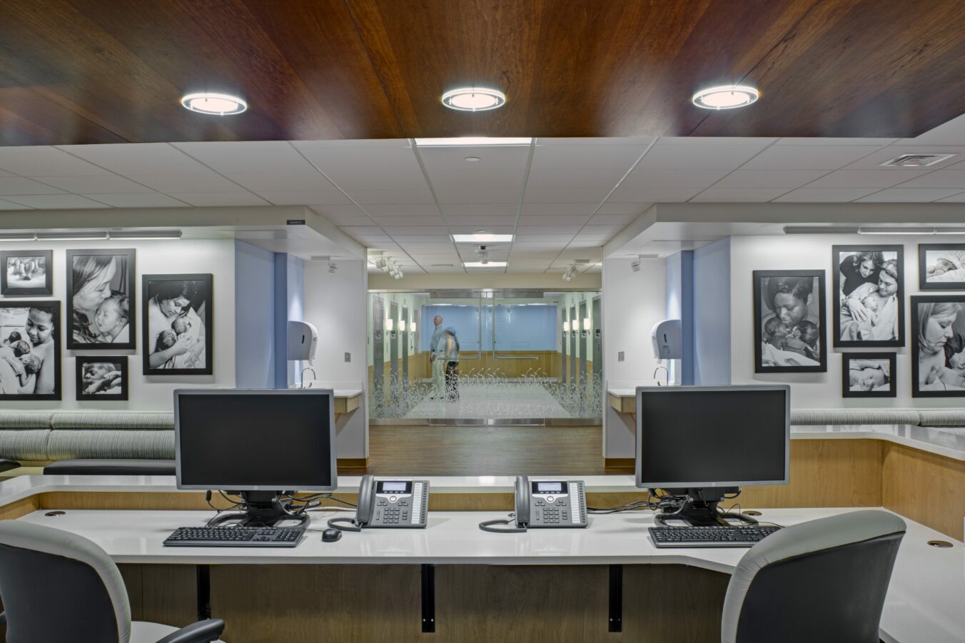 View from behind desk of NICU reception