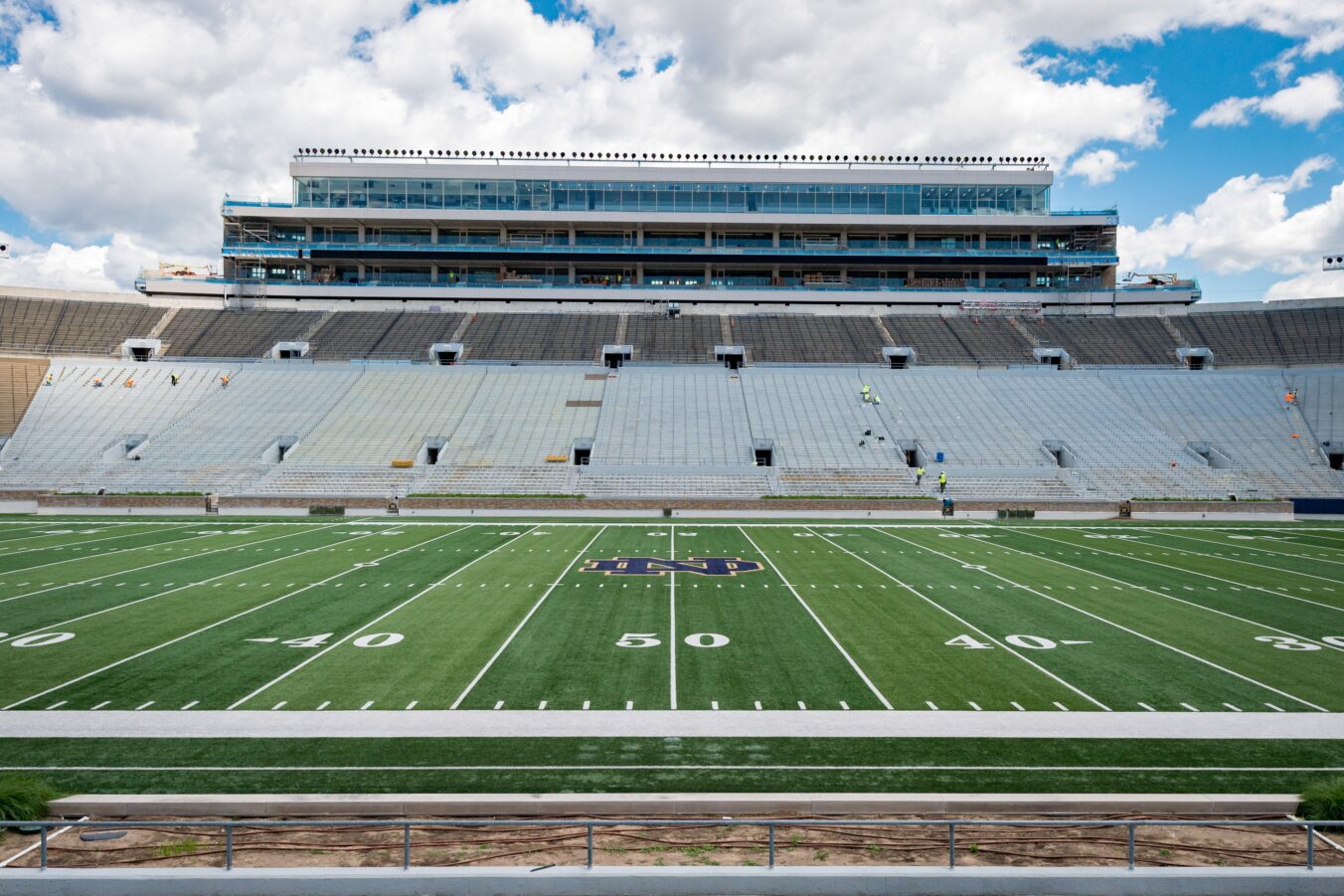 University of Notre Dame Campus Crossroads Stadium Football Field after renovation