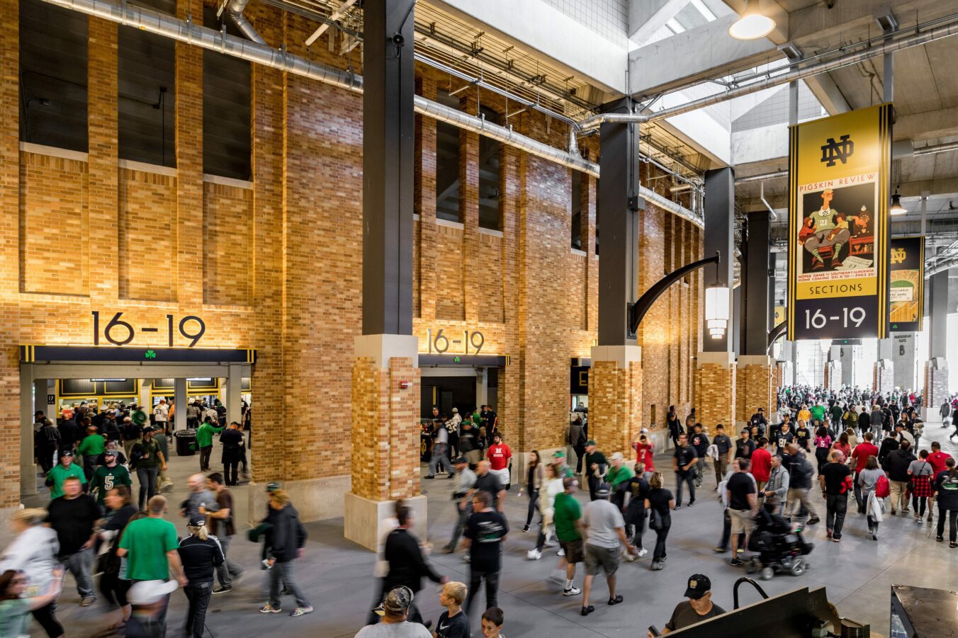 University of Notre Dame Campus Crossroad College Football during game day after renovation