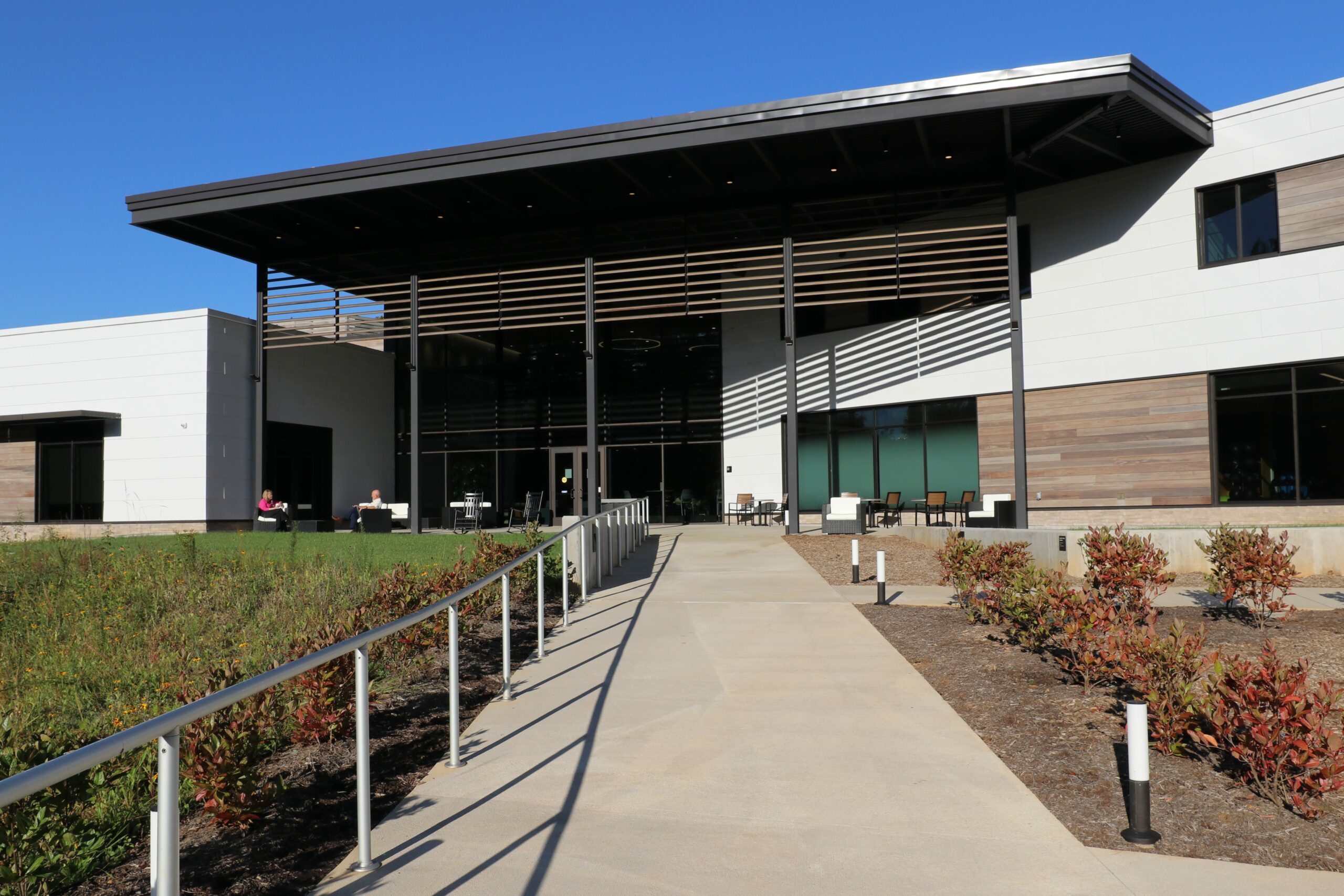 Center at Belvedere Exterior Lounge Space and Gardens - Community Center Construction