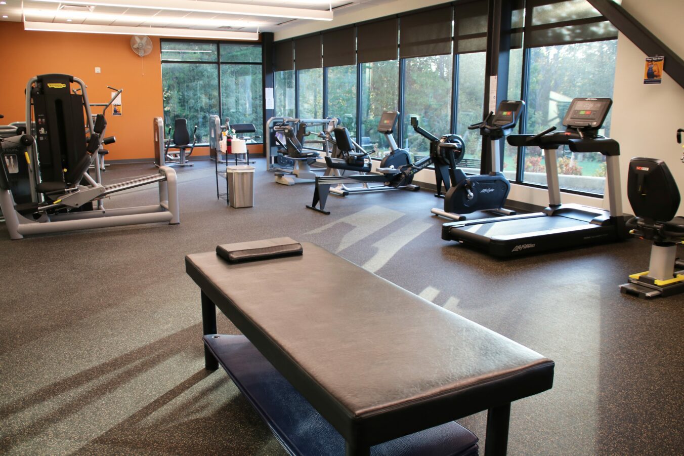 Center at Belvedere Fitness Room with Weights, Equipment, Therapy Table - Community Center Construction