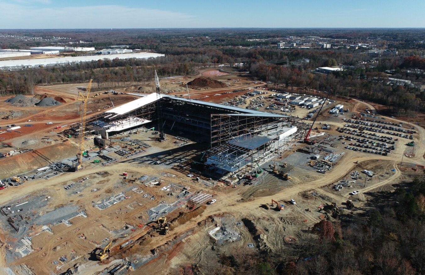 Carolina Panthers Rock Hill Development Progress Shot Looking Southeast at the Park and Pavilion_Nov 29 2021