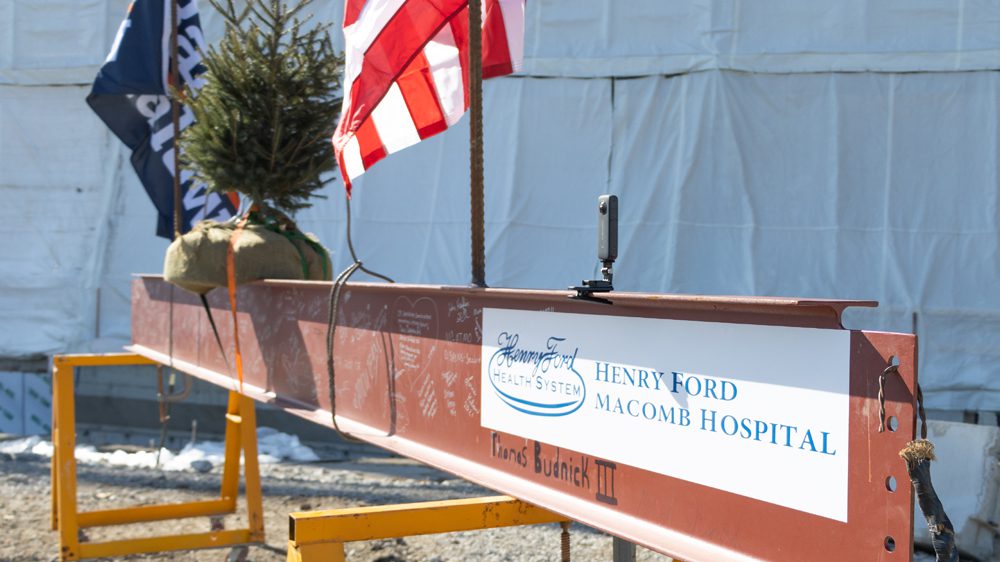 Henry Ford Macomb hospital addition topping out