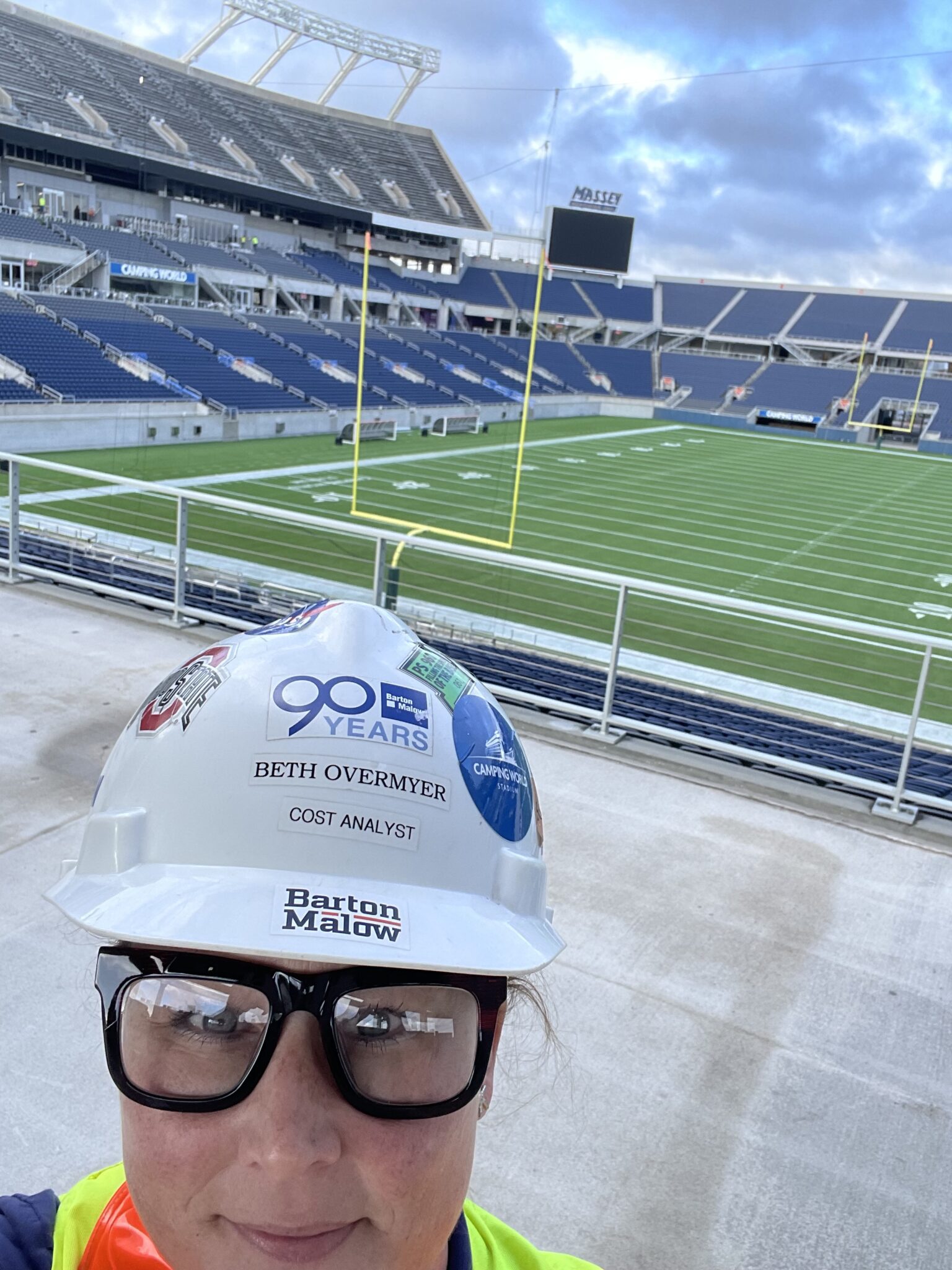 Cost Analyst Beth Overmyer taking a selfie onsite