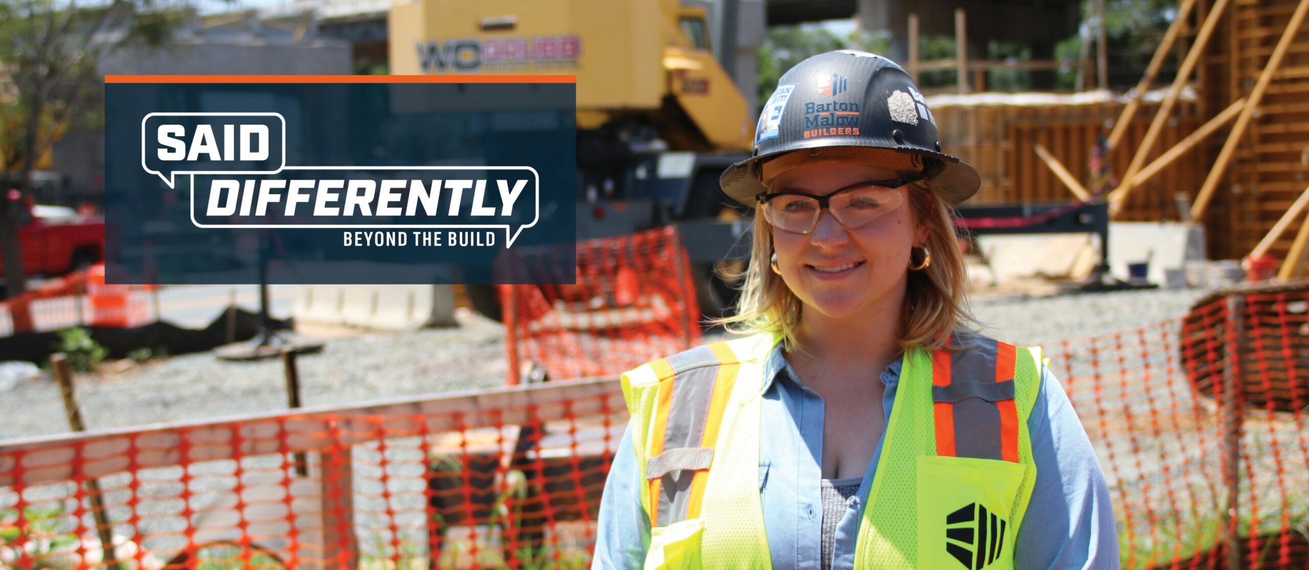 Said Differently Beyond the Build logo overlaying picture of Charlottesville Senior Project Engineer Abi Richardson
