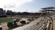 The First Bank Stadium Field is being utilized as construction continues on the South End Zone.