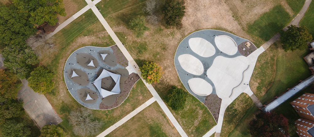 An aerial view of Pawprint Park on Ohio University’s campus.