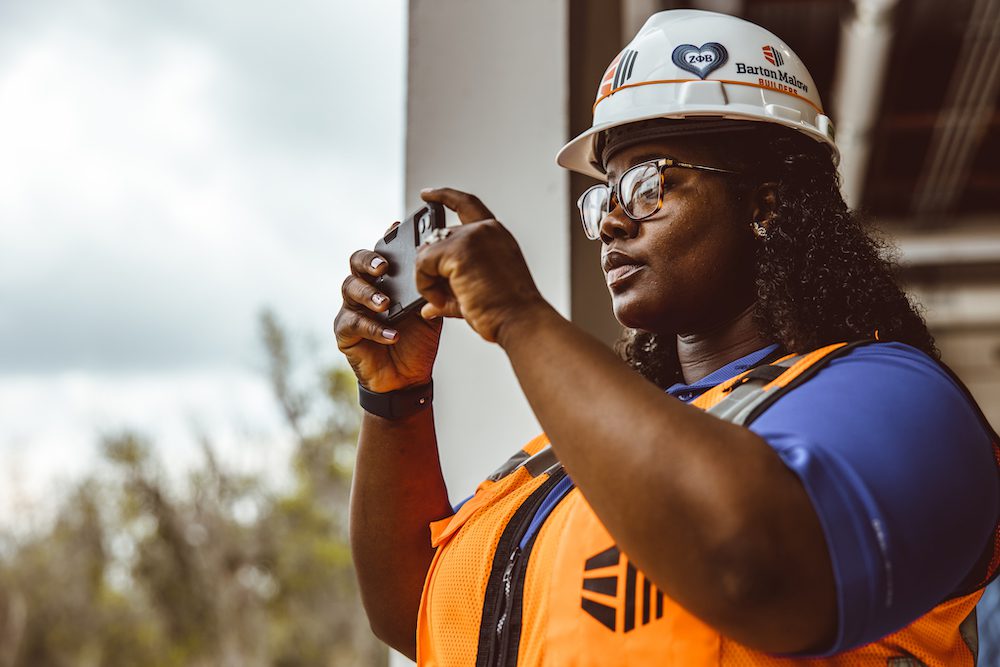 Project Engineer La'Toya Tyson during Women in Construction at the South Florida Baptist Hospital project site