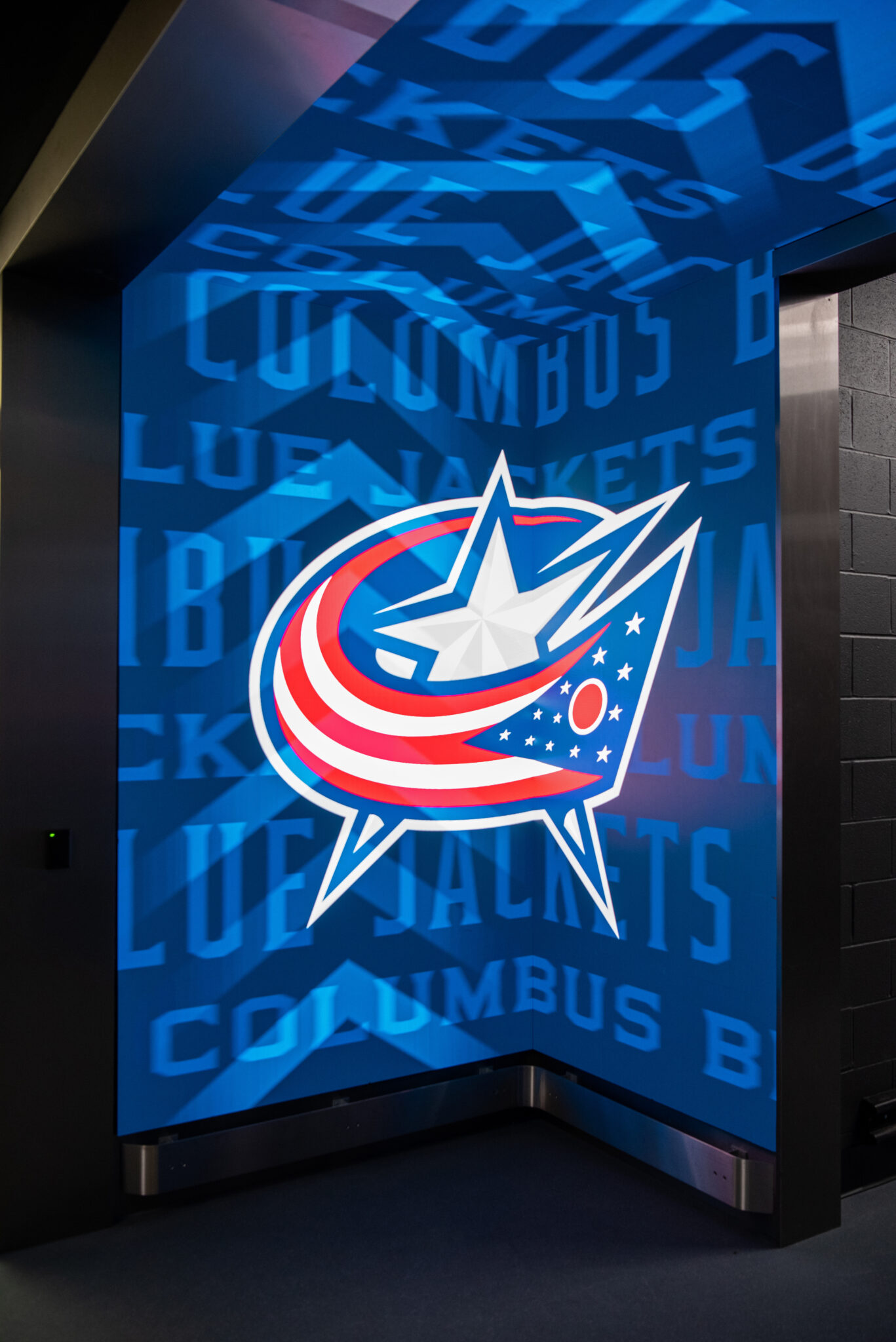 Nationwide Arena Improvements - video board showing blue jackets logo