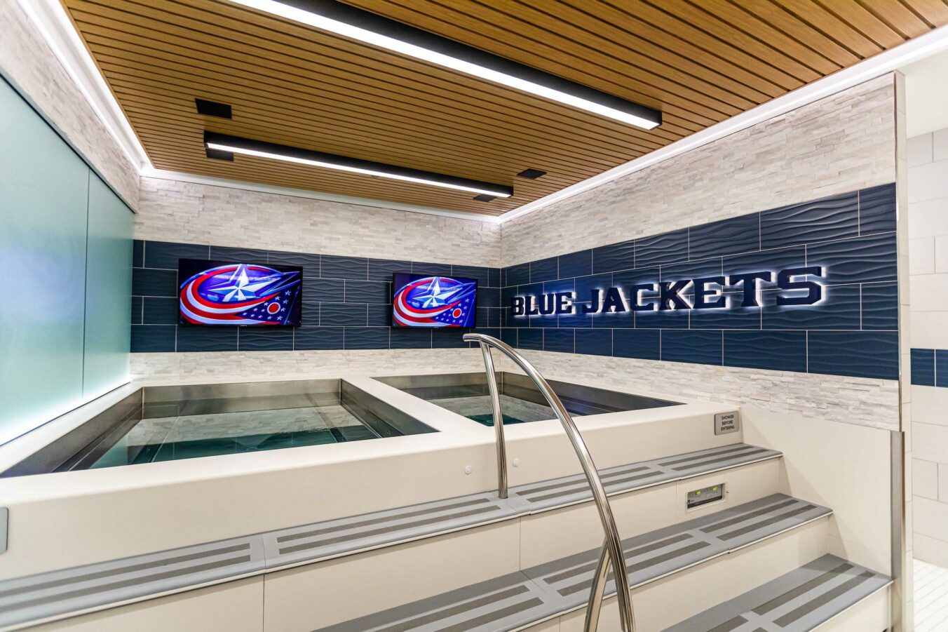 Columbus Blue Jackets NHL training area renovation hydrotherapy tubs