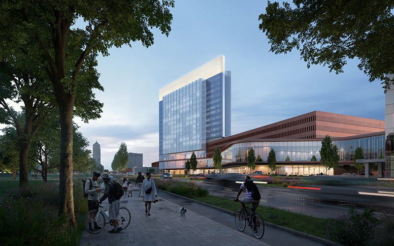 Detroit hospital campus building rendering